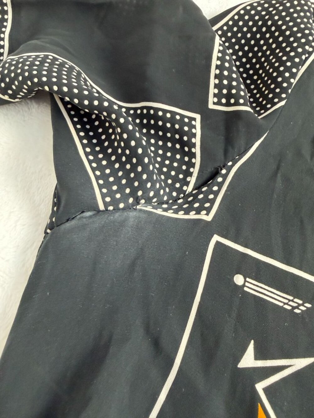 Vintage La Beauté France Black White Geometric Office Novelty Print Shirt Sz 11 - Picture 7 of 11